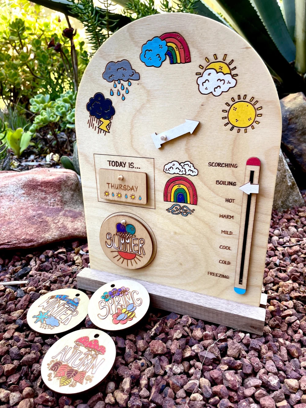 Handmade wooden weather chart